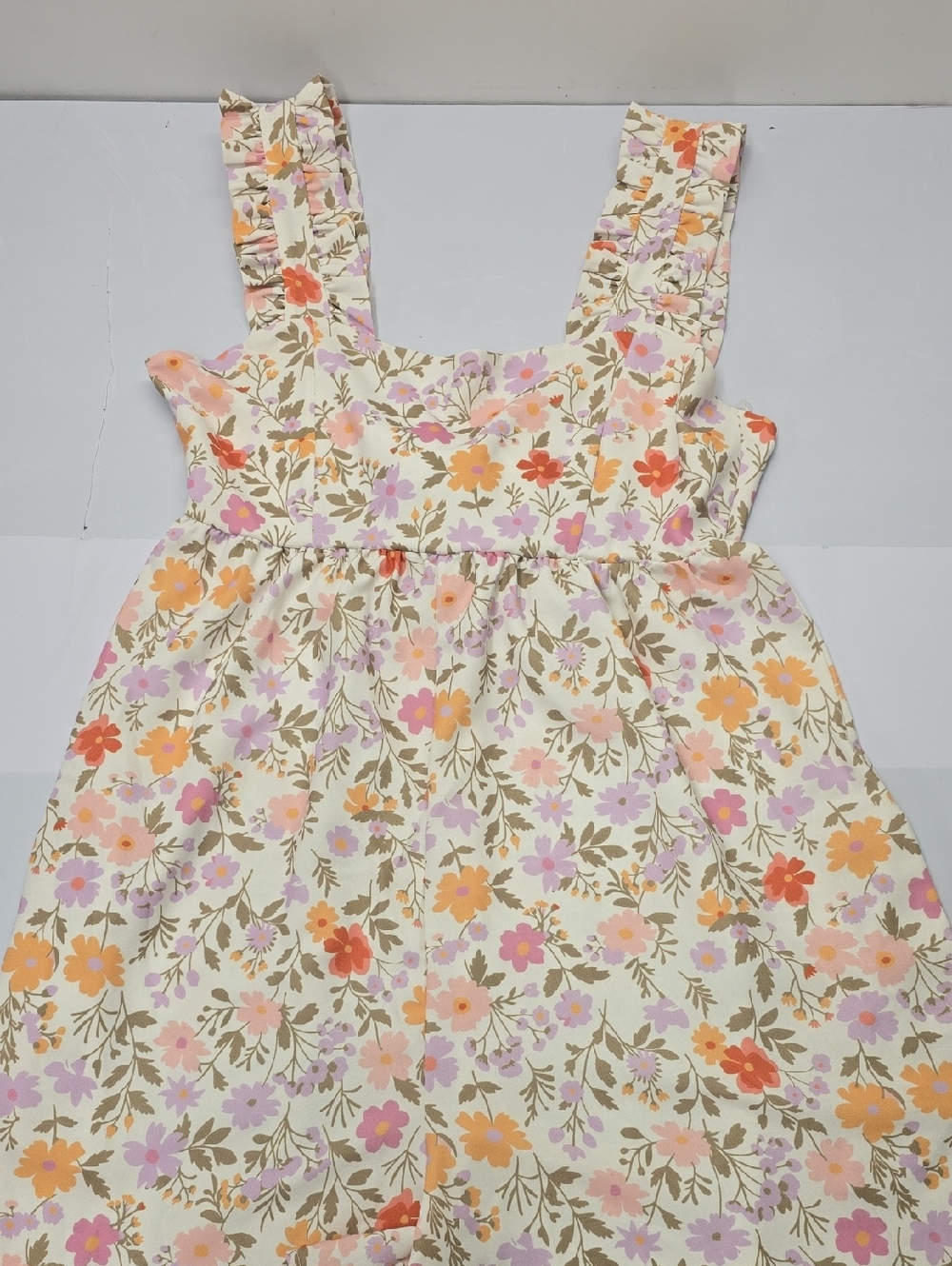 Kori Lavender and Cream Floral‎ Ruffle ROMPER SHORTS